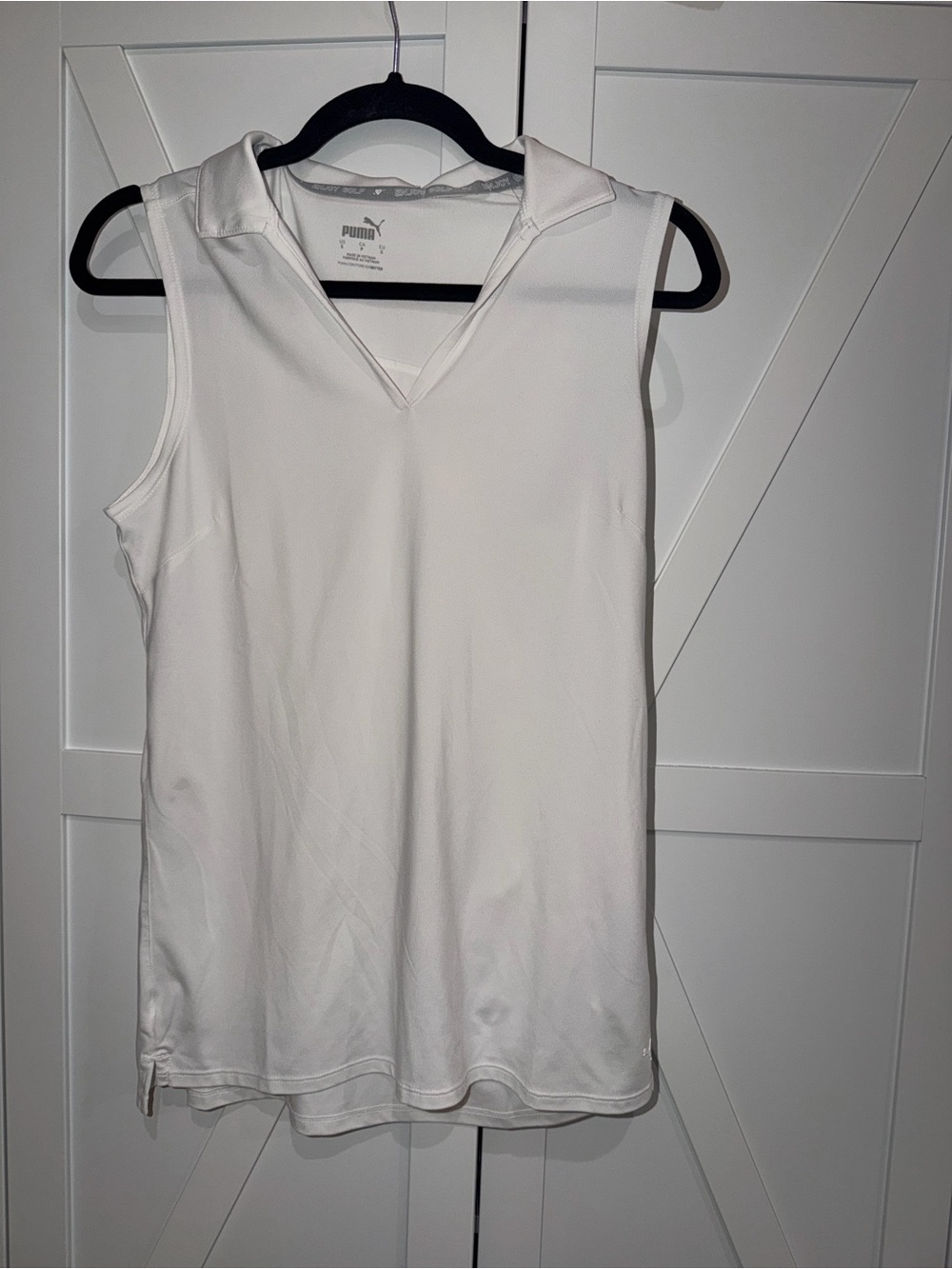 Puma White Sleeveless Polo Tank Top